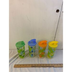 4 Tupperware tumblers lids shakers 16‎ Oz